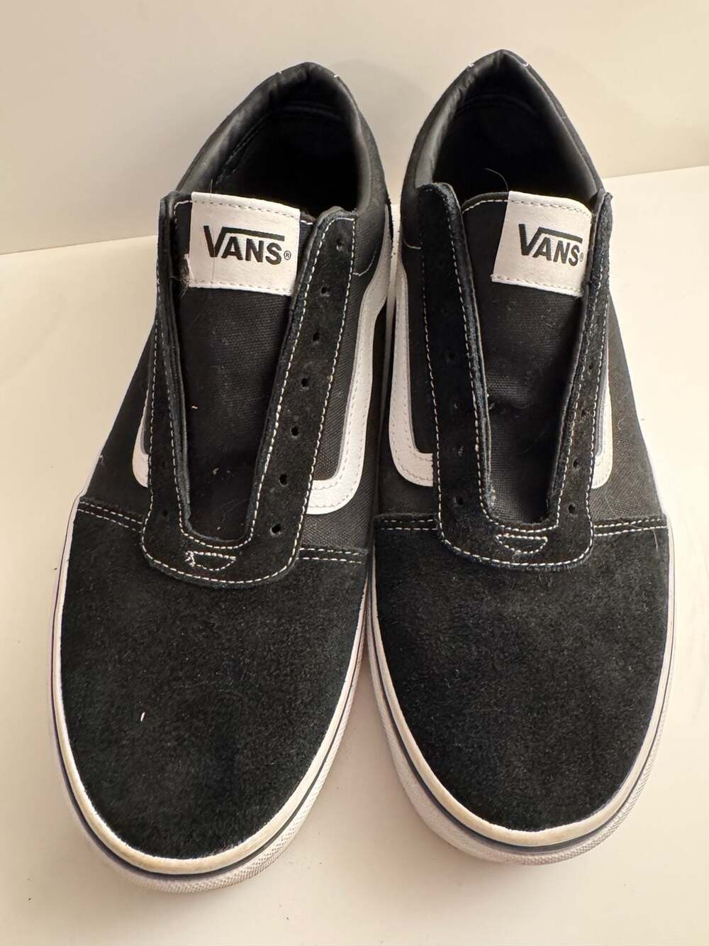 Vans Ward Size 12 Black White Suede Canvas Sneakers